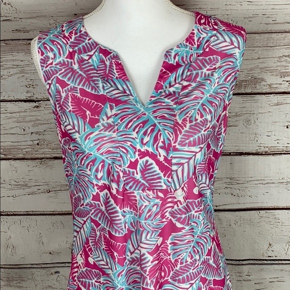 Pink Lily Beautiful Bright Pink & Teal Dress Smal - Picture 2 of 8